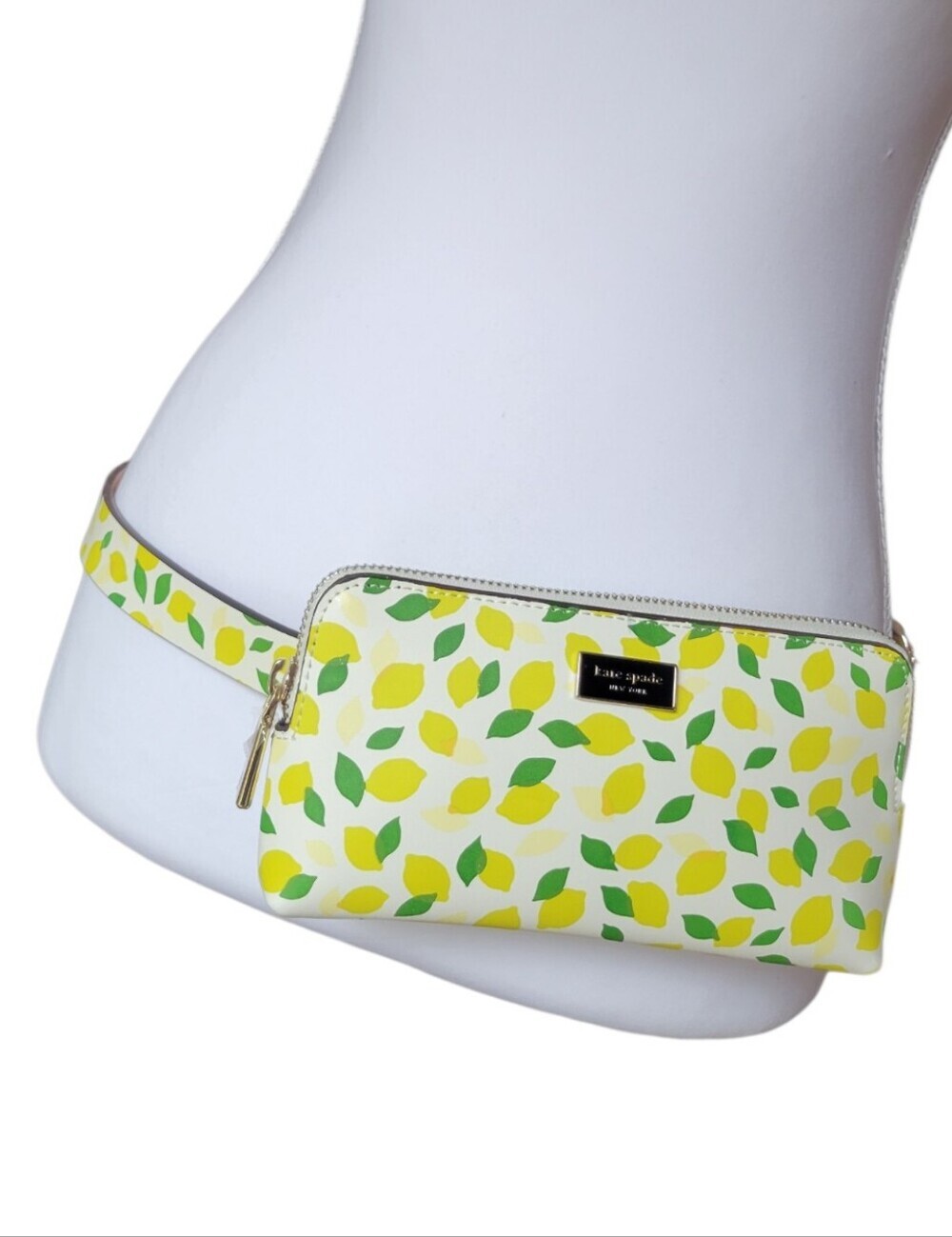 Kate Spade NY Zip Top Yellow Lemon Print Leather Belt Bag - Picture 1 of 12